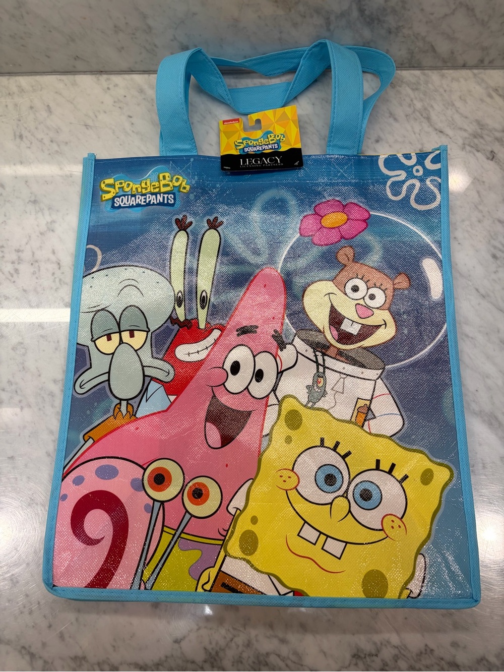 SpongeBob SquarePants Large Reusable Shopping Tote Bag NWT 13.5 x 15.5
